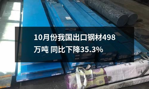 10月份我國(guó)出口鋼材498萬(wàn)噸 同比下降35.3%