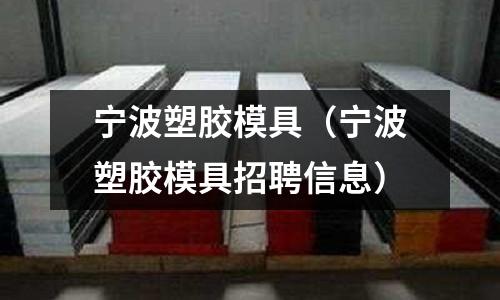 寧波塑膠模具（寧波塑膠模具招聘信息）